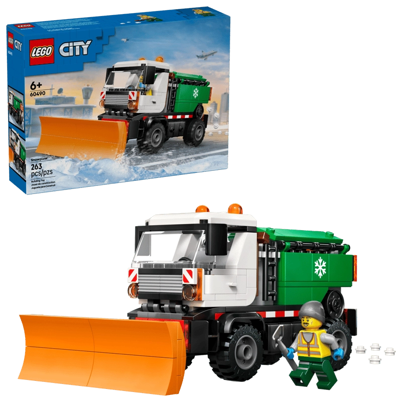 LEGO City Snowplow 60490 retail box front showing the snowplow truck clearing snow, set number 60490