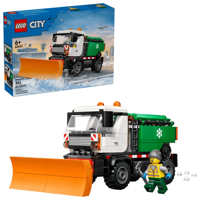 LEGO City Snowplow 60490 retail box front showing the snowplow truck clearing snow, set number 60490