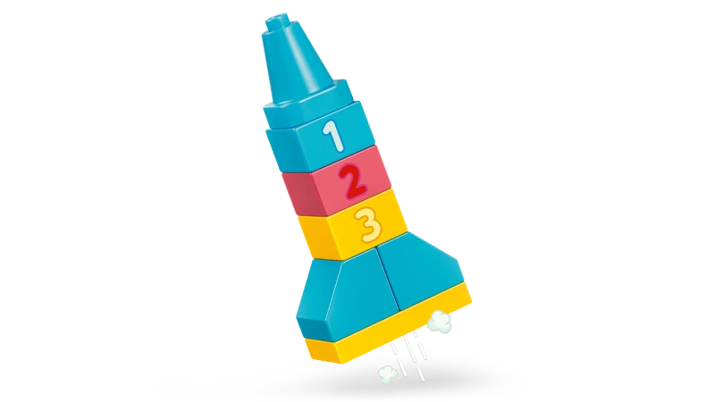 LEGO DUPLO rocket build with number 1, 2 and 3 bricks