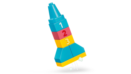 LEGO DUPLO rocket build with number 1, 2 and 3 bricks