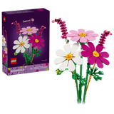 LEGO Cosmos Flowers 11514 box with white, pink and purple flower stem display
