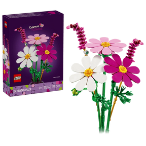 LEGO Cosmos Flowers 11514 box with white, pink and purple flower stem display