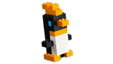 LEGO penguin build with black, white, orange and blue bricks