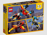 LEGO® Creator 31124 Super Robot box back showing alternate builds of robot, jet, and mecha dragon