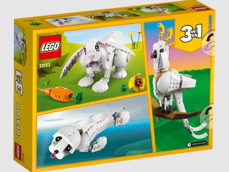 LEGO Creator 31133 White Rabbit set box back with 3-in-1 builds – ToyTown.ie