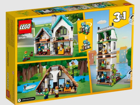 LEGO Cozy House 31139 back of box showing 3-in-1 builds – ToyTown.ie Ireland