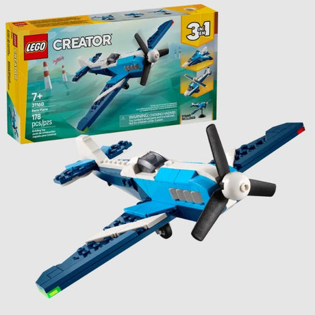 LEGO Creator 31160 Race Plane with box – 3-in-1 set featuring a blue and white propeller aircraft