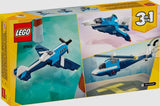 LEGO Creator 31160 back of box showing 3-in-1 builds – race plane, jet, and helicopter