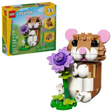 LEGO Creator Cute Hamster With Flower 31376 full set with box and assembled hamster figure holding purple flower