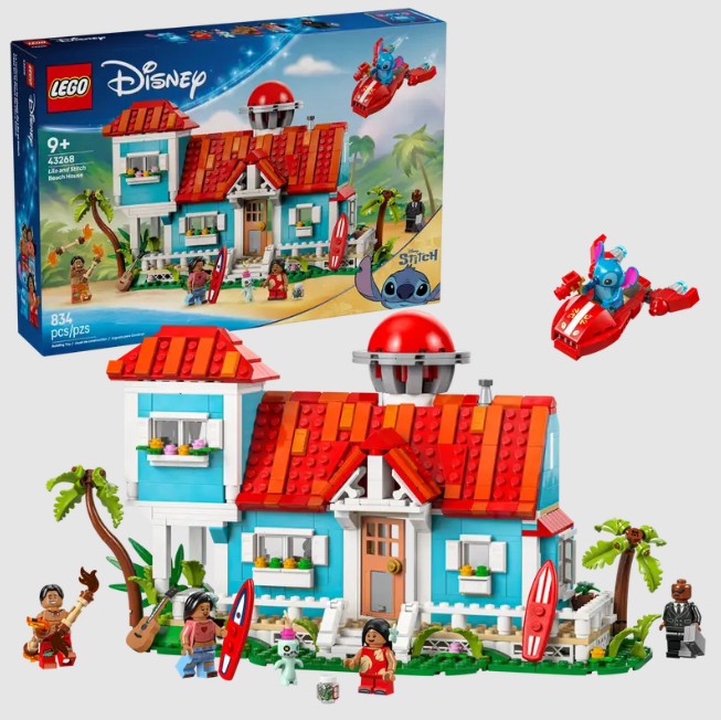 LEGO Lilo and Stitch Beach House with product box and full build