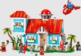 LEGO Disney Lilo and Stitch Beach House set front view with Stitch, Lilo, Nani, and more