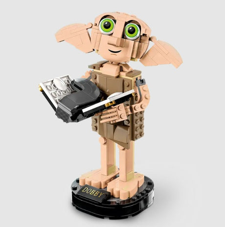 LEGO Dobby the House-Elf standing on display stand