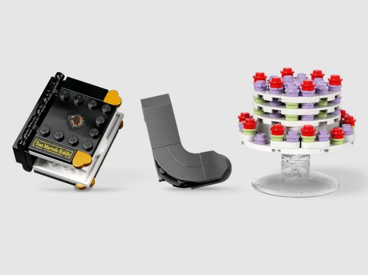 LEGO Dobby accessories – cake, sock, and diary