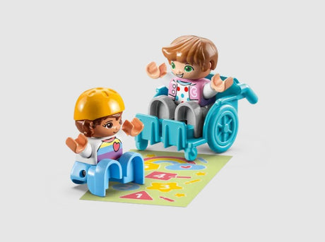 LEGO DUPLO 10992 play scene with wheelchair user and scooter ramp