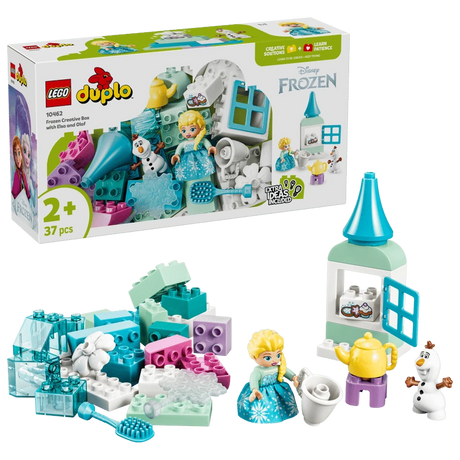 LEGO DUPLO Frozen Creative Box with Elsa, Olaf, packaging and assembled DUPLO pieces