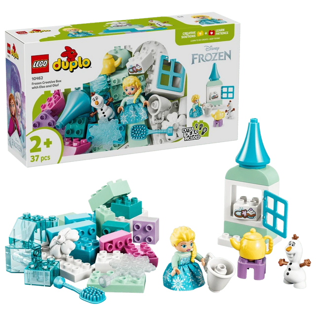 LEGO DUPLO Frozen Creative Box with Elsa, Olaf, packaging and assembled DUPLO pieces