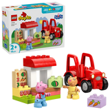 LEGO DUPLO Peppa Pig Tractor and Market 10468 retail box showing red tractor, market stall, Peppa Pig and Pedro Pony figures and illustrated food bricks