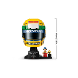 LEGO Ayrton Senna Helmet 43024 on stand with Senna minifigure and 19 cm height measurement