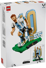 Rear of LEGO Editions Lionel Messi Football Legend 43015 packaging showing the football model and additional product illustrations.
