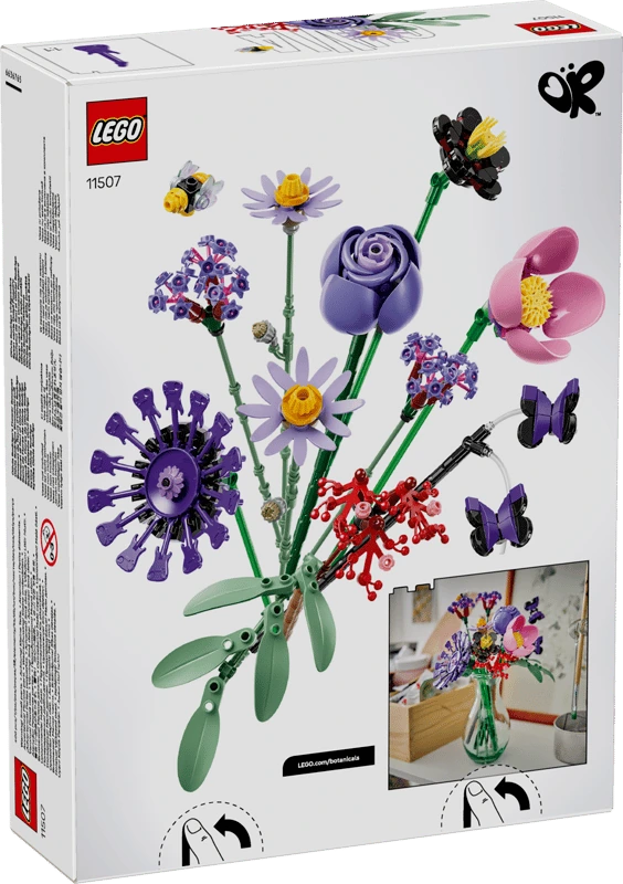 Back of the LEGO Editions Olivia Rodrigo's Flower Bouquet 11507 box showing the flower arrangement and display image
