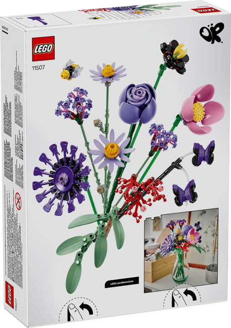Back of the LEGO Editions Olivia Rodrigo's Flower Bouquet 11507 box showing the flower arrangement and display image