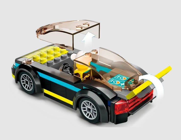 Rear view of LEGO Electric Sports Car 60383 with opening hatch – Ireland