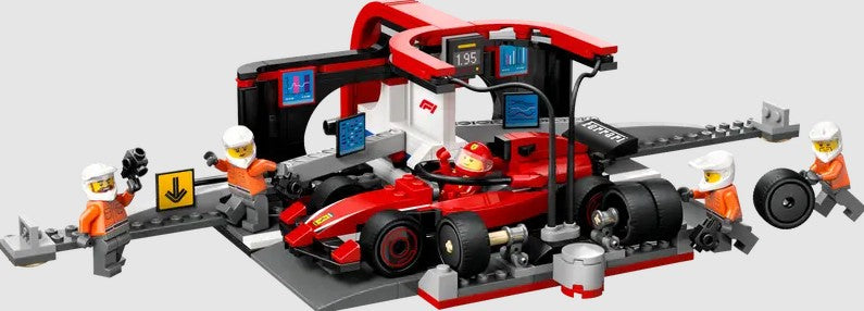 LEGO City F1 Ferrari Pit Stop and Pit Crew Car Set 60443 Front View Ireland
