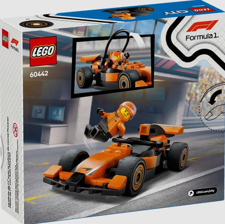 LEGO City McLaren F1 Race Car pit stop scene back of box 60442 Ireland