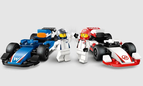 LEGO F1 Williams and Haas drivers high-fiving Ireland