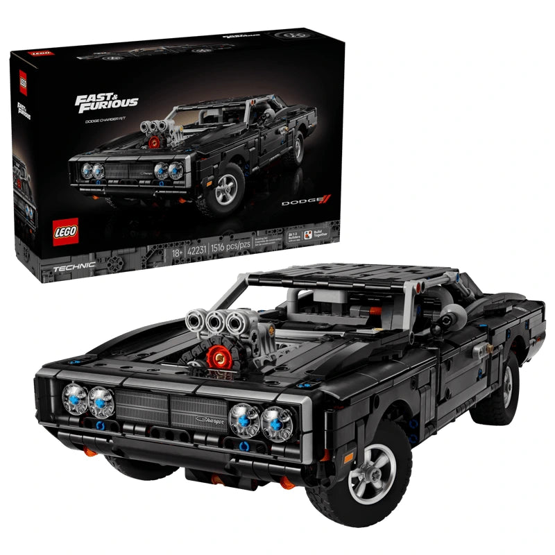 LEGO Fast and Furious Dodge Charger R/T Car 42231 box with black Technic car model