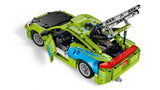 LEGO Technic Mitsubishi Eclipse car with open bonnet showing engine detail
