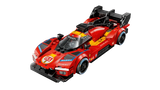 Angled view of the LEGO Ferrari 499P race car model