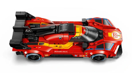 Top view of the LEGO Ferrari 499P race car model