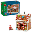 LEGO Festive Gingerbread House 40809 built model with Santa minifigure and product box