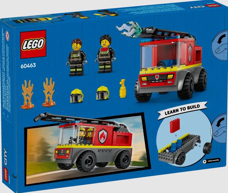 LEGO City Fire Ladder Truck 60463 box back showing features – Ireland