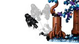 LEGO Forbidden Forest tree scene with Dementor figure, blue base pieces and grey movement effect