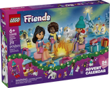 LEGO Friends Advent Calendar 2026 box showing three minidolls by a campfire with a pony and winter animals