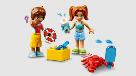 Close-up of LEGO Friends Beach Water Scooter 42623 mini-dolls and accessories – Ireland