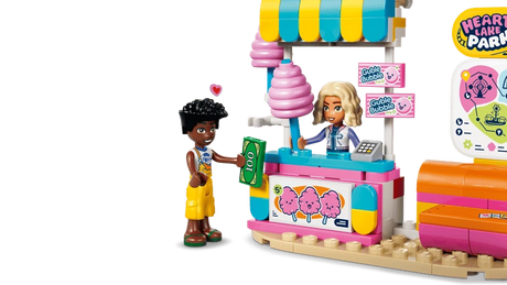 LEGO Friends cotton candy stand with minidoll, ticket booth detail and prize sign