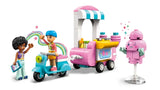 LEGO Friends Cotton Candy Stand and Scooter set with cart, scooter, minidolls and accessories on a white background