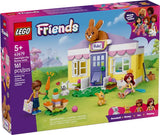 LEGO Friends Heartlake City Bunny Hotel 42679 retail box front three quarter view showing bunny hotel, Paisley and Leo minidolls, and bunny figures
