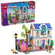 LEGO Friends Liann's Family House 42687 retail box displayed beside the completed two storey house, showing the purple roof, balcony, skate ramp, minidolls and garden accessories.