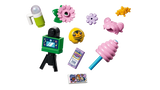 LEGO Friends minidolls shown with flowers, wings, camera, cotton candy and ball accessories