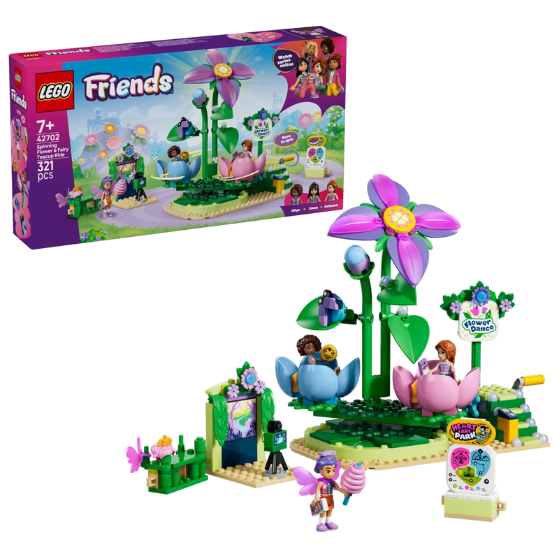 LEGO Friends Spinning Flower & Fairy Teacup Ride box with completed set and minidolls