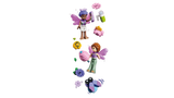 LEGO Friends minidolls shown with flowers, wings, camera, cotton candy and ball accessories