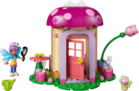 LEGO Gabby's Dollhouse Kitty Fairy's Garden House 11212 completed build with Gabby mini doll and Kitty Fairy figure
