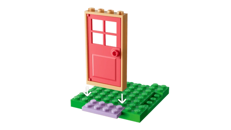 LEGO Gabby's Dollhouse Kitty Fairy's Garden House 11212 starter brick door positioned above the garden base