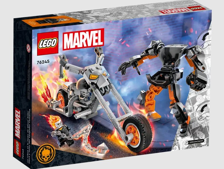 Back of LEGO Ghost Rider Mech & Bike 76245 box, Ireland