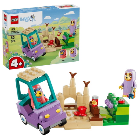 LEGO Grannies with Bingo and Bluey 11216 box with car, sandcastle, garden scene and figures