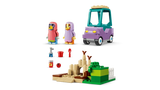 LEGO Bluey set pieces with figures, purple car, sandcastle, garden build and small accessories